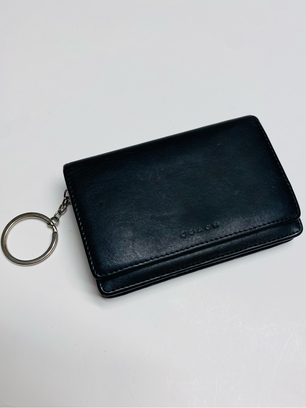 Vintage Coach Bedford Black Leather Multifunction Coin Purse Wallet Style 6994